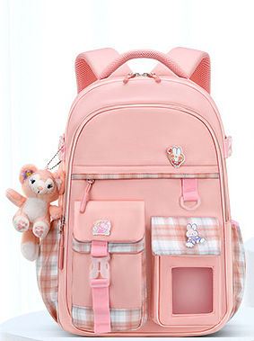 Plaid Cat Ears Middle School Backpack
