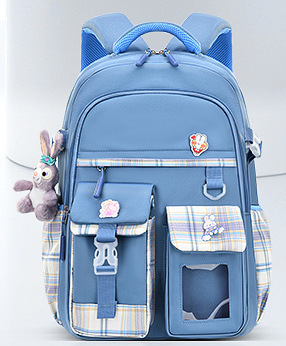 Plaid Cat Ears Middle School Backpack