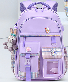 Plaid Cat Ears Middle School Backpack