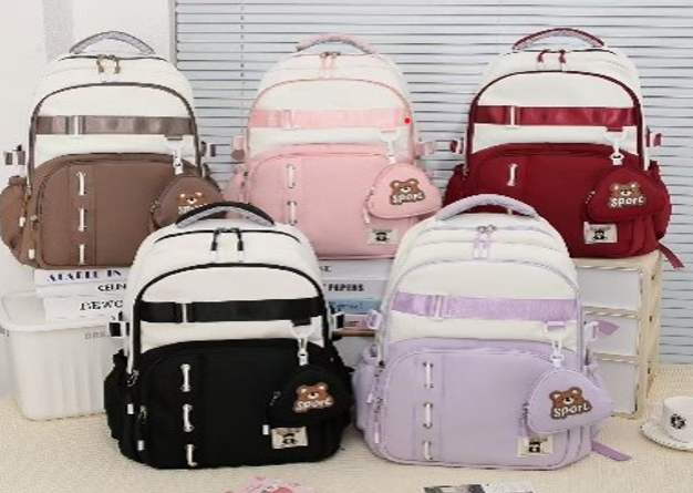 Trendy Bear Logo High School Backpack